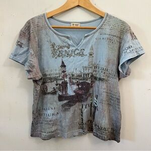 Vintage Cactus Y2K blue Venice graphic top XL extra large